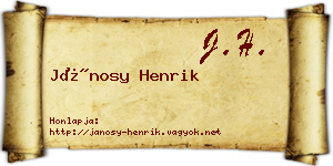 Jánosy Henrik névjegykártya