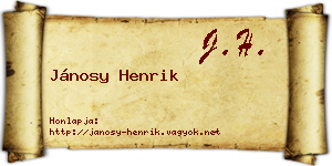 Jánosy Henrik névjegykártya